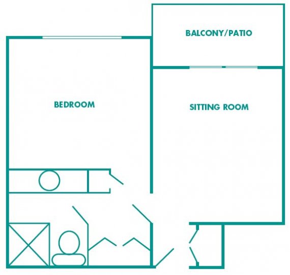 Floorplan Image 525 square feet, 2 room deluxe suite