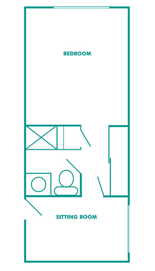 Floor plan image - Assisted Living Suite, 435 square feet, 2 room suite