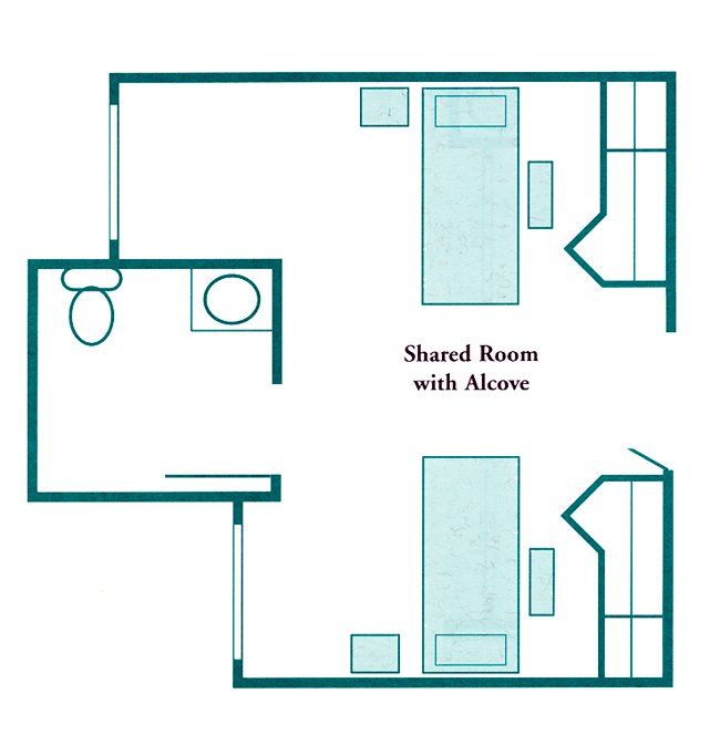 Skilled Nursing Shared Room with Alcove Floor Plan